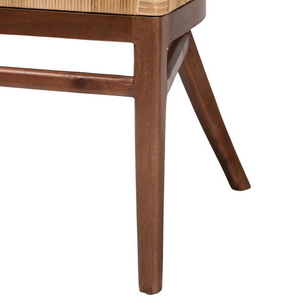 Baxton Studio bali Bohemian Dining Chair Set - 2-Piece Light Honey Rattan & Wood with Removable Cushions Lumajang-Light Honey/Light Brown Rattan-DC