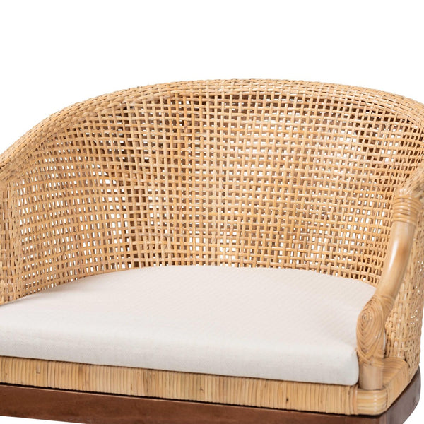 Baxton Studio bali Lumajang Bohemian Counter Stool Set - Handcrafted Rattan & Acacia Wood, 2-Piece Comfort Style Lumajang-Light Honey/Light Brown Rattan-CS