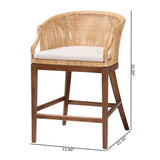 bali & pari Lumajang Bohemian Light Honey Rattan and Wood 2-Piece Counter Stool Set