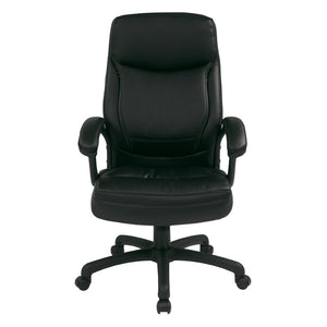 OSP Home Furnishings Executive High Back Bonded Leather Office Chair with Lumbar Support and Swivel Base Black EC6583-EC3