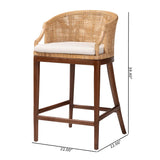 bali & pari Lumajang Bohemian Light Honey Rattan and Wood Bar Stool