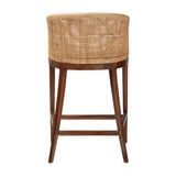 bali & pari Lumajang Bohemian Light Honey Rattan and Wood Bar Stool