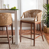 bali & pari Lumajang Bohemian Light Honey Rattan and Wood Bar Stool