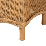 bali & pari Erla Bohemian Light Honey Rattan Accent Bench with Scallop border