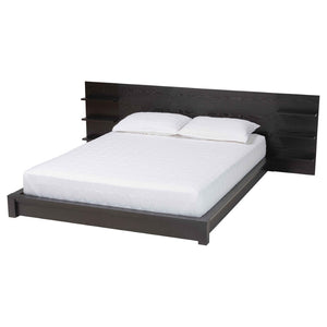 Baxton Studio Baxton Studio Elina Modern Queen Platform Bed with Headboard Shelves for Stylish Bedroom Storage MG-0051-Ebony Black-Queen