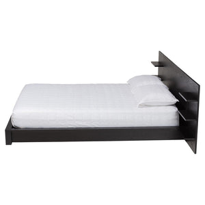 Baxton Studio Baxton Studio Elina Modern Queen Platform Bed with Headboard Shelves for Stylish Bedroom Storage MG-0051-Ebony Black-Queen