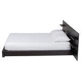 Baxton Studio Elina Modern Ebony Black Wood Queen Size Platform Bed with Built-In Shelves