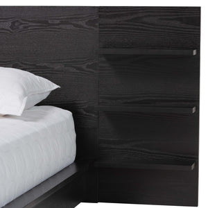 Baxton Studio Baxton Studio Elina Modern Queen Platform Bed with Headboard Shelves for Stylish Bedroom Storage MG-0051-Ebony Black-Queen