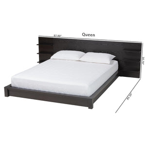 Baxton Studio Baxton Studio Elina Modern Queen Platform Bed with Headboard Shelves for Stylish Bedroom Storage MG-0051-Ebony Black-Queen