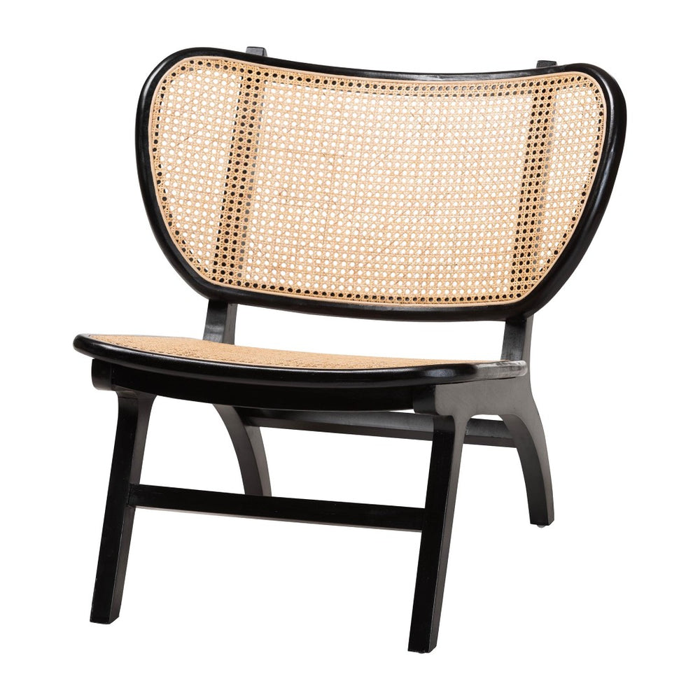 Baxton Studio bali Brisbane Bohemian Accent Chair - Handcrafted Black Mahogany & Woven Rattan for Cozy Living Spaces Brisbane-Natural Rattan/Black Wood-CC