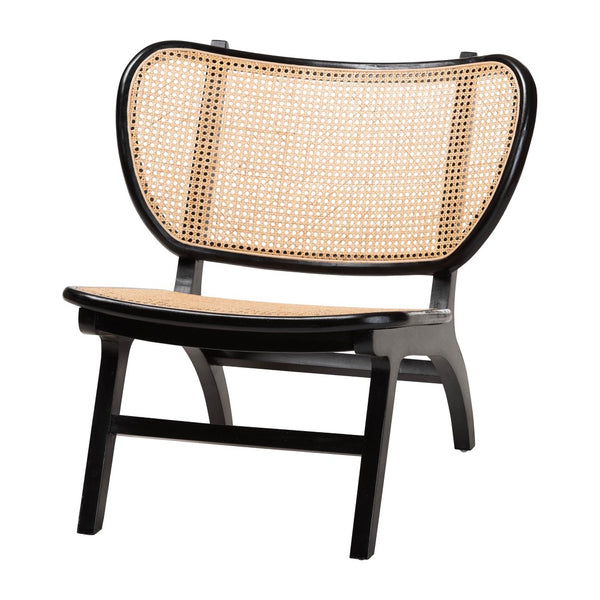 Baxton Studio bali Brisbane Bohemian Accent Chair - Handcrafted Black Mahogany & Woven Rattan for Cozy Living Spaces Brisbane-Natural Rattan/Black Wood-CC