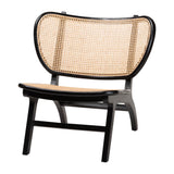 bali Bali Bohemian Accent Chair in Black Mahogany & Woven Rattan - Fully Assembled for Relaxation