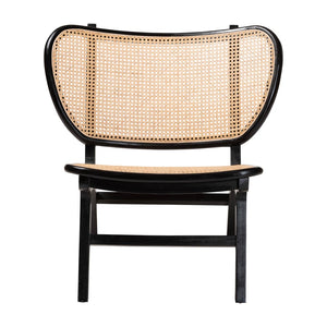 Baxton Studio bali Brisbane Bohemian Accent Chair - Handcrafted Black Mahogany & Woven Rattan for Cozy Living Spaces Brisbane-Natural Rattan/Black Wood-CC
