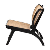 bali & pari Brisbane Bohemian Black Mahogany Wood and Woven Rattan Accent Chair