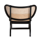 bali & pari Brisbane Bohemian Black Mahogany Wood and Woven Rattan Accent Chair