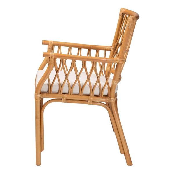 Baxton Studio bali Maisa Bohemian Rattan Arm Chair - Handcrafted Comfort & Artisanal Style for Cozy Spaces Maze-Light Honey Rattan-CC