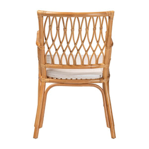 Baxton Studio bali Maisa Bohemian Rattan Arm Chair - Handcrafted Comfort & Artisanal Style for Cozy Spaces Maze-Light Honey Rattan-CC