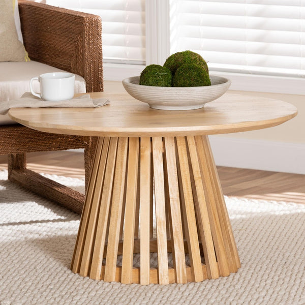 Baxton Studio bali Caribic Modern Slatted Acacia Wood Coffee Table - Tropical Elegance for Contemporary Spaces CARIBIC-Natural Wooden-CT
