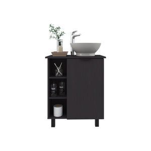 English Elm Stites 28.7" Black Vanity Sink with Integrated Basin, Engineered Wood, Ample Storage, Modern Design B092P329253