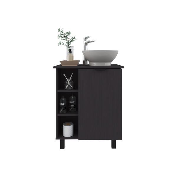English Elm Stites 28.7" Black Vanity Sink with Integrated Basin, Engineered Wood, Ample Storage, Modern Design B092P329253