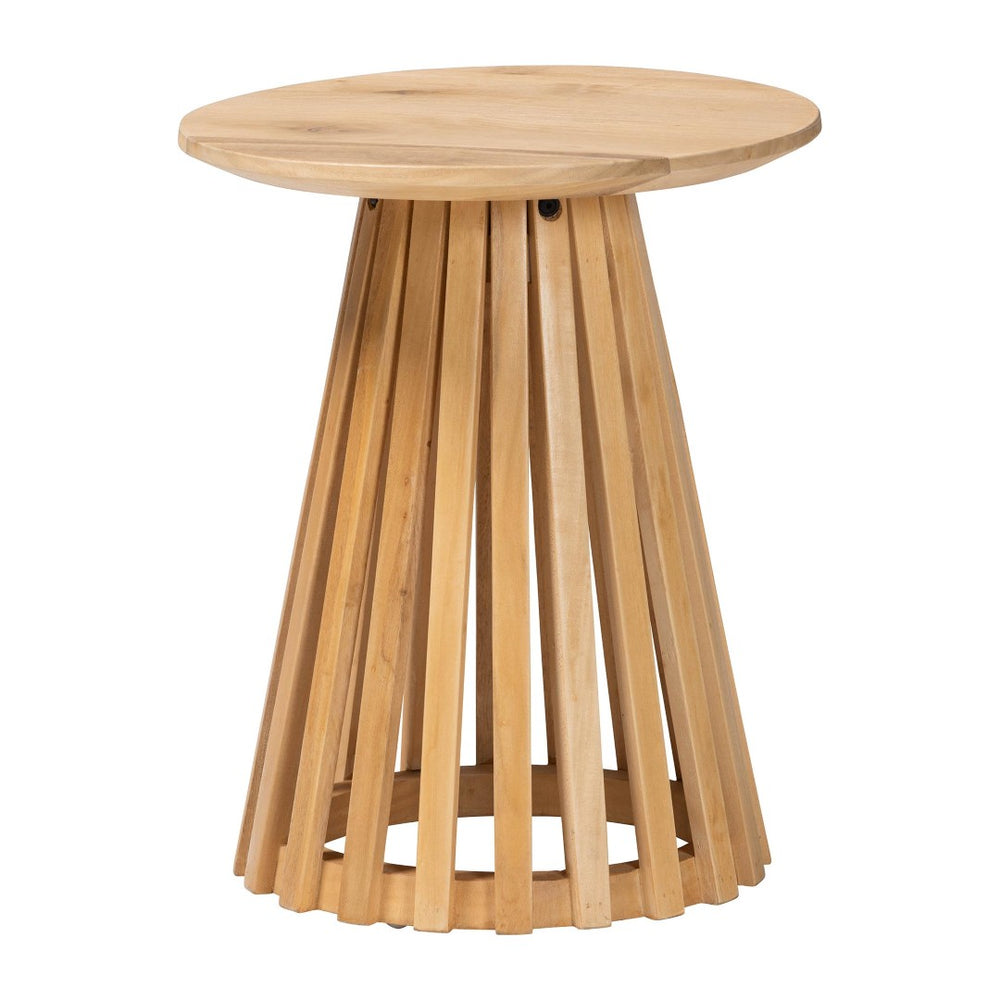 Baxton Studio bali Caribic Modern Slatted Acacia Wood End Table - Tropical Style, Fully Assembled, Versatile Design CARIBIC-Natural Wooden-ET