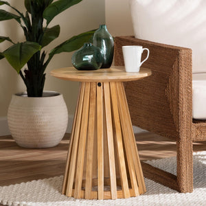 Baxton Studio bali Caribic Modern Slatted Acacia Wood End Table - Tropical Style, Fully Assembled, Versatile Design CARIBIC-Natural Wooden-ET