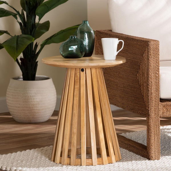 Baxton Studio bali Caribic Modern Slatted Acacia Wood End Table - Tropical Style, Fully Assembled, Versatile Design CARIBIC-Natural Wooden-ET