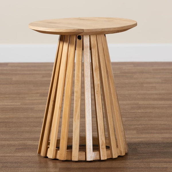 Baxton Studio bali Caribic Modern Slatted Acacia Wood End Table - Tropical Style, Fully Assembled, Versatile Design CARIBIC-Natural Wooden-ET