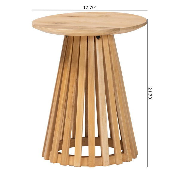 Baxton Studio bali Caribic Modern Slatted Acacia Wood End Table - Tropical Style, Fully Assembled, Versatile Design CARIBIC-Natural Wooden-ET