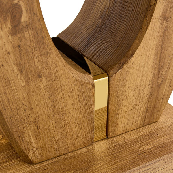 English Elm Modern Wood Texture MDF Square Coffee Table with Gold Trim, Rounded Edges, Durable Scratch-Resist W1151P211299