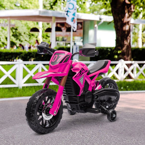 English Elm Qaba Kids Electric Dirt Bike 6v Battery Powered Ride on with Training Wheels Ages 3 to 8 Pink W2225P249809
