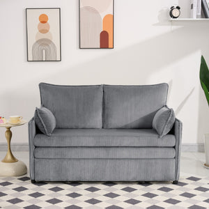 English Elm 55"convertible Corduroy Sofa Bed with Usb Port and Side Pockets for Small Apartments Grey W3373P405041