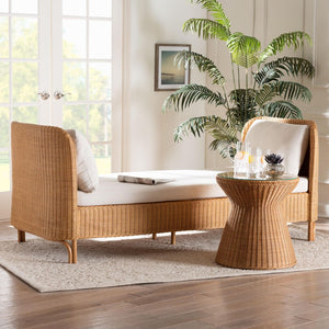 Baxton Studio bali Bali Handcrafted Diva Bohemian Rattan Daybed - Elegant Honey Finish for Indoor & Outdoor Serenity Diva-Light Honey Rattan/Cushioned-Daybed
