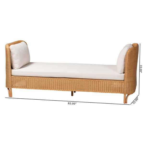 Baxton Studio bali Bali Handcrafted Diva Bohemian Rattan Daybed - Elegant Honey Finish for Indoor & Outdoor Serenity Diva-Light Honey Rattan/Cushioned-Daybed