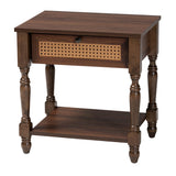 Roden Transitional Dark Brown Nightstand with Rattan