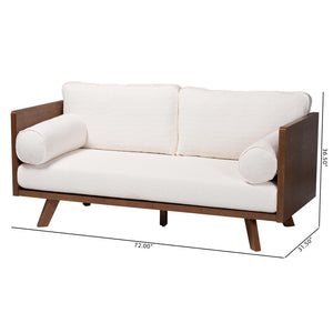Baxton Studio Baxton Studio Uriel Mid-Century Modern Boucle Sofa with Supportive Seating for Stylish Living Spaces Cream Uriel-3S-Vanilla/Walnut-SF