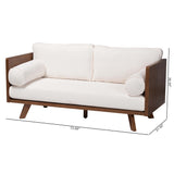 Baxton Studio Uriel Mid-Century Modern Cream Boucle Fabric Sofa