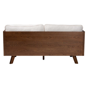 Baxton Studio Baxton Studio Uriel Mid-Century Modern Boucle Sofa with Supportive Seating for Stylish Living Spaces Cream Uriel-3S-Vanilla/Walnut-SF