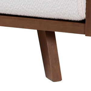 Baxton Studio Baxton Studio Uriel Mid-Century Modern Boucle Sofa with Supportive Seating for Stylish Living Spaces Cream Uriel-3S-Vanilla/Walnut-SF