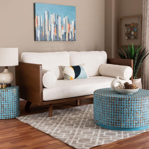 Baxton Studio Baxton Studio Uriel Mid-Century Modern Boucle Sofa with Supportive Seating for Stylish Living Spaces Cream Uriel-3S-Vanilla/Walnut-SF