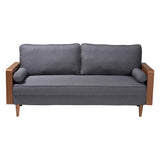 Baxton Studio Harleson Mid-Century Modern Grey Fabric and Walnut Brown Wood Sofa