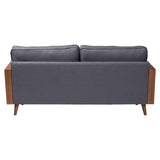 Baxton Studio Harleson Mid-Century Modern Grey Fabric and Walnut Brown Wood Sofa