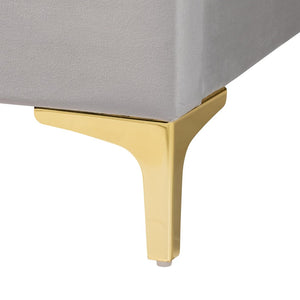 Baxton Studio Baxton Studio Acosta Glam Queen Platform Bed in Light Grey Velvet with Seashell Headboard Design CF9434-Light Grey-Queen