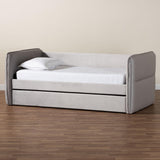 Baxton Studio Finch Modern Light Grey Velvet Fabric Twin Size Daybed with Trundle