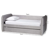 Baxton Studio Finch Modern Light Grey Velvet Fabric Full Size Daybed with Trundle