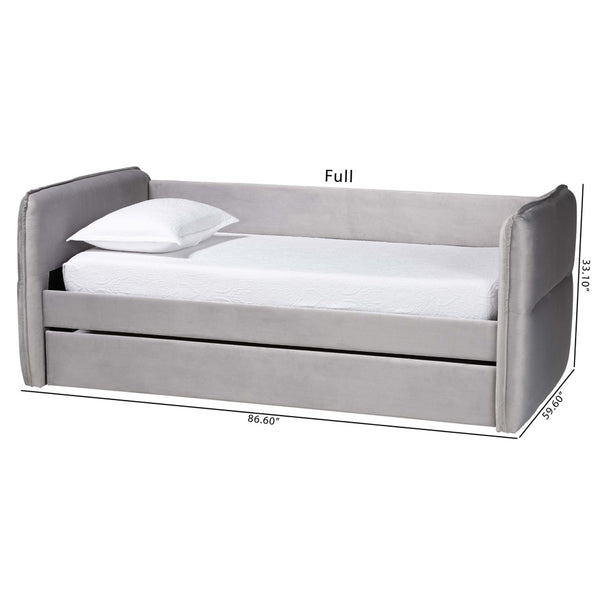 Baxton Studio Baxton Studio Finch Modern Light Grey Velvet Daybed with Trundle - Elegant Design for Small Spaces Twin CF9382-A-Light Grey-Daybed-T/T