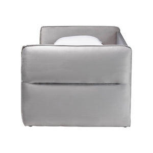 Baxton Studio Baxton Studio Finch Modern Light Grey Velvet Daybed with Trundle - Elegant Design for Small Spaces Twin CF9382-A-Light Grey-Daybed-T/T