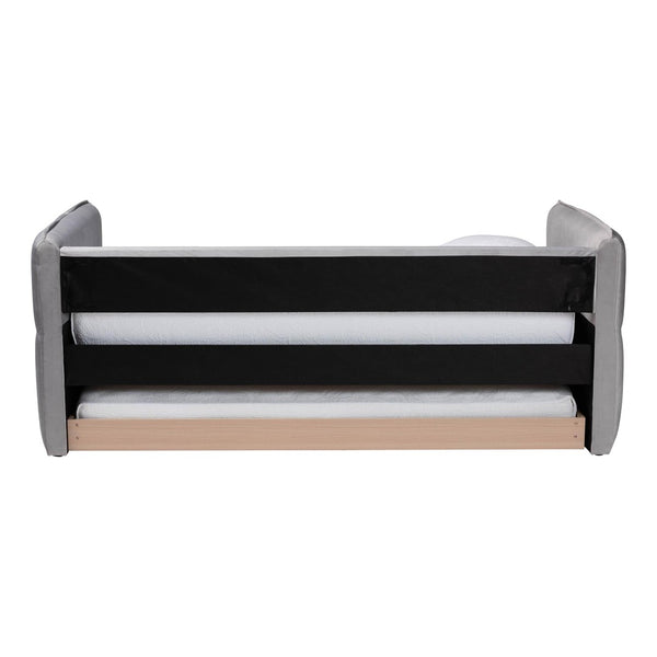 Baxton Studio Baxton Studio Finch Modern Light Grey Velvet Daybed with Trundle - Elegant Design for Small Spaces Twin CF9382-A-Light Grey-Daybed-T/T