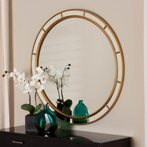 Baxton Studio Baxton Studio Ulvi Round Accent Mirror in Antique Goldleaf – Glamorous Wall Decor for Any Space RXW-10925-Mirror
