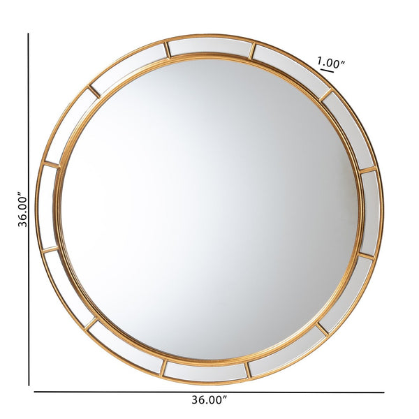 Baxton Studio Baxton Studio Ulvi Round Accent Mirror in Antique Goldleaf – Glamorous Wall Decor for Any Space RXW-10925-Mirror